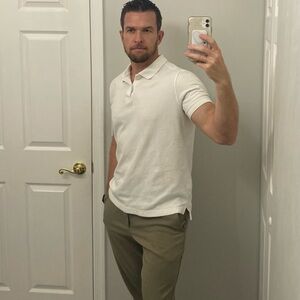 Slim Fit White Polo Shirt - business-casual, social size large